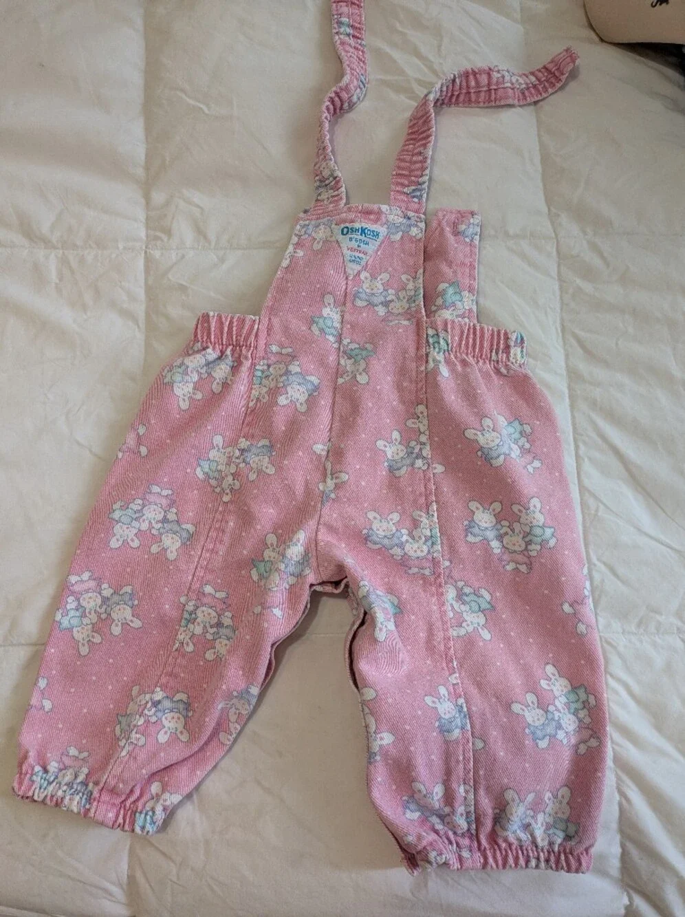 Vintage Pink Bunny Osh Kosh Vestbak Bubble Overalls 6/9 Months